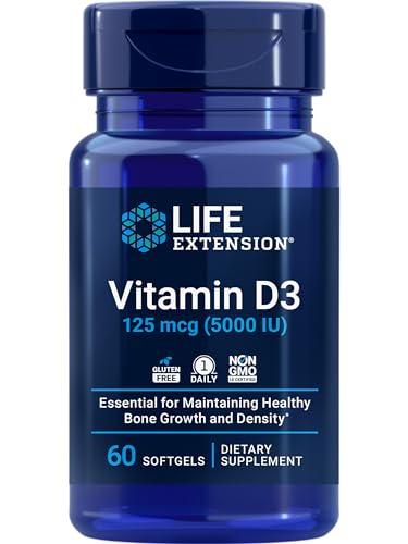 Image of Life Extension Vitamin D3 5000 IU, Ashwagandha - Stress Relief, Focus, Memory, Mood Support - Non-GMO Supplement Bundle