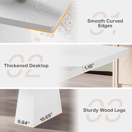 Image of Tribesigns 63-Inch Executive Desk, Large Office Computer Desk with Double Pedestal, Modern Simple Workstations Writing Table Conference Table Business Furniture for Home Office, White