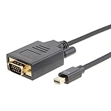 Mini DP to VGA Cable, CableCreation 6 FT Mini DisplayPort (Thunderbolt 2) to VGA Adapter Compatible Mackbook Pro/Air, iMac, Apple Devices, Dell Monitor, Microsoft Surface Pro, Surface Book, Black