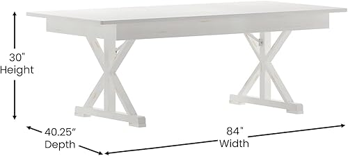 Miniatura 3 de Flash Furniture Hercules - Mesa de comedor plegable con patas en X, mesa rectangular de pino macizo de grado comercial para 8, 7 x 40 pulgadas,