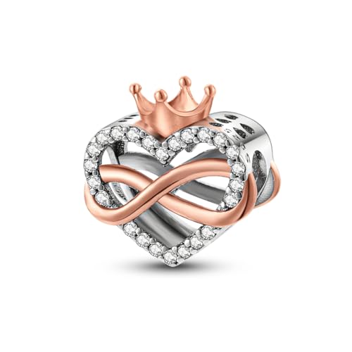 CYMYSS Ciondolo Portafortuna Ciondolo in Argento Sterling 925 Charm Bead 925 Charms per le Donne Gioielli da Donna per Braccialetti e Collane Europei (Cuori della Corona)