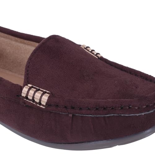 Image of CatBird Women's Suede Finish Loafers | Slip-On Flat Shoes with Minimal Metal Detail | Soft Cushioned Footbed and Flexible Grip Sole | Ideal for Office, Everyday Wear, Travel and Casual Outings
