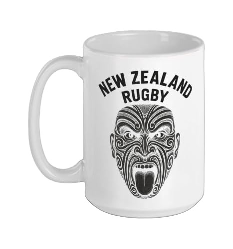 New Zealand Rugby Maori Haka Ceramic Mug, White, 15oz