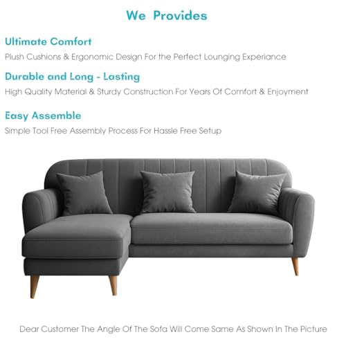 Image of Atticus LHS 4 Seater L Shape Sofa Set for Living Room (Black Fabric) Premium Fabric Sofa Set