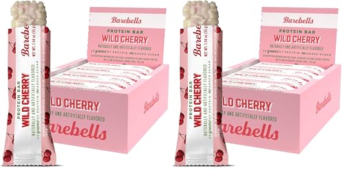 Image of Barebells Protein Bars Wild Cherry - 12 Count, 1.94 oz Bars - Snacks with 20g of High Protein - Chocolate Nutrition Bar with 1g of Total Sugars - On The Go Snack & Breakfast Bars (Pack of 2)