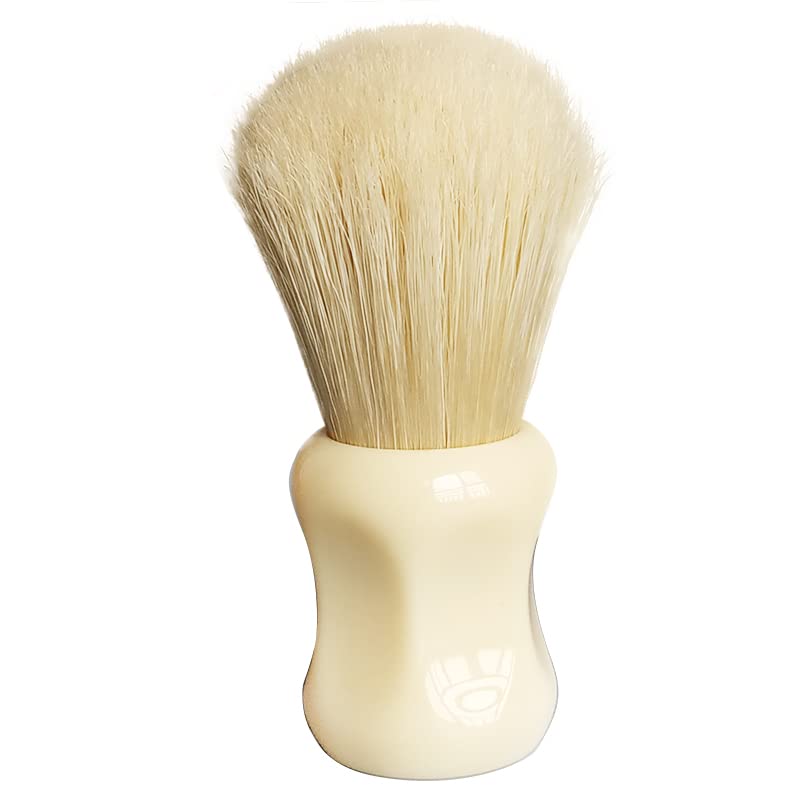plisoft boar bristle hair shaving brush good backbone and break in hair short handle (WHITE)