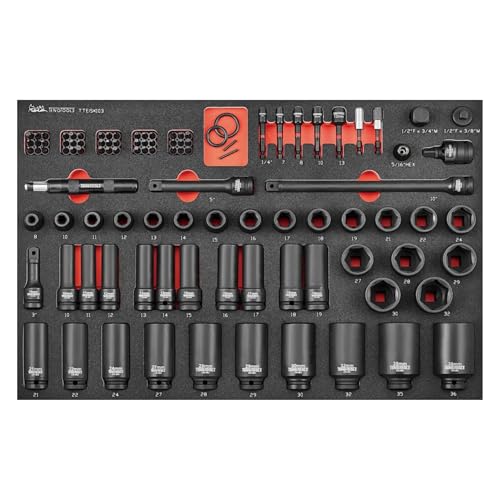 Teng Tools 103 Piece 1/2 Inch Square Drive 6 Point Metric Impact Socket & Bit EVA Foam Set - TTEISK103