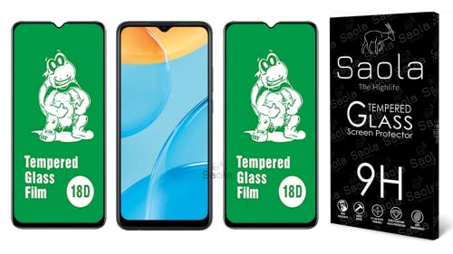 Image of Saola 18D Tempered Glass With Inbuilt AirBag Borders For Oppo A15 (Pack Of 2) with Free Installation Kit. Full screen Coverage - 6.52 inch