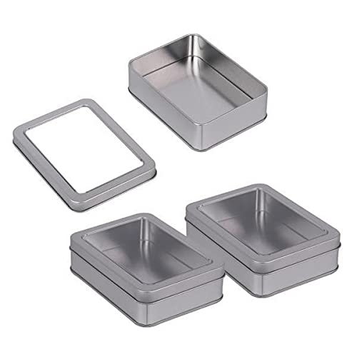 CALANDIS™ 2x3 Pcs Metal Empty Rectangle Tin with Window Storage Case Box Home Organizer | Tin & Metal Pieces | Crafting Pieces | Multi-Purpose Craft Supplies-image-15