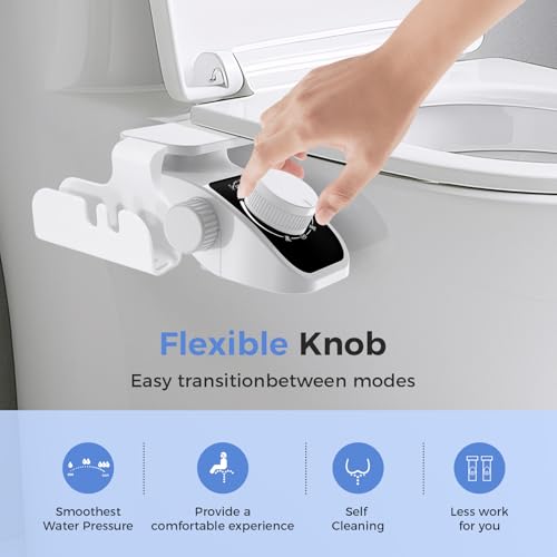 Image of Filtered Bidet Attachment for Toilet, Non-Electric Self Cleaning Bidet Toilet Seat Attachment with Pressure Controls, Dual Nozzles, Multi-Stage Water Softener Filters for Hard Water (White)