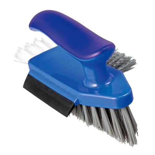 コモライフ お風呂のお掃除職人 お風呂 掃除 ブラシ お風呂掃除 バスブラシ 浴室 タイルブラシ 掃除グッズ 1つで5役 隙間ブラシ 小ブラシ 水切り 持ち手付き V字 浴槽下 床 タイル 壁 隅 サッシ 溝 水滴 鏡 【耐熱温度:約130度】