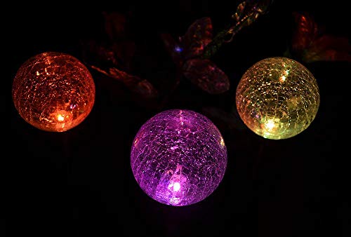 Solaration Crackle Glass Globe Solar Lawn Light, 3.5" Dia (3 Pack) #TOP2
