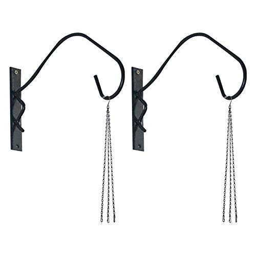 MOROBORハンギングブラケット バードフィーダー用ハンギングチェーン付き2個ブラックアイアンウォールフックプランターランタンウィンドチャイム屋外屋内装飾
