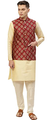 Maple Clothing Men's Nehru Jacket Indian Waistcoat Brocade Traditional Wedding Guest Modi Vest Bandhgala4