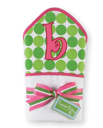 Image of Baby Girl Pink Initial Hooded Terry Towel, Letter B