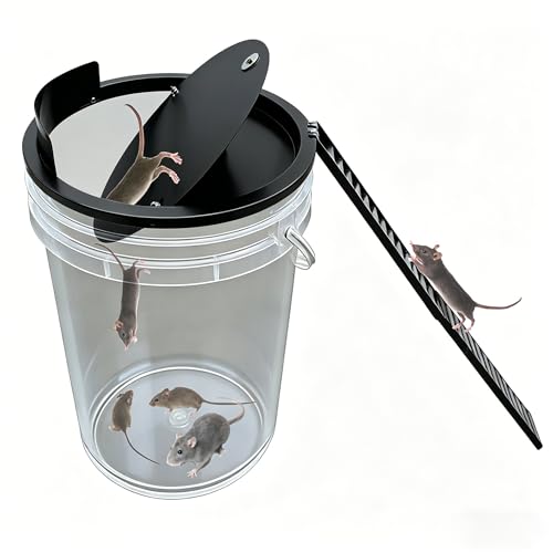 Bucket Lid Mouse Trap Metal 5 Gallon Bucket lid Strong Metal Material That Cannot be Bitten auto Reset (Black)