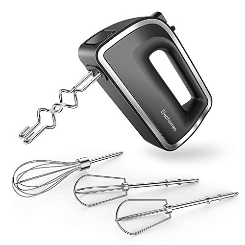 Elechomes 5-Speed Hand Mixer Electric, Handheld Mixer with Retractable Power Cord for Easy Storage, 250W Powerful Kitchen Hand Mixer with 5 True 304 Stainless Steel Attachments (2 Wired Beaters, 2 Dough Hooks, Whisk), More Strong and Sturdy