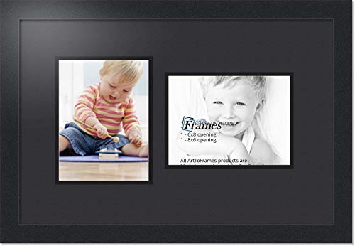 ArtToFrames Collage Photo Frame Double Mat with 2 - 6x8 Openings and Satin Black Frame