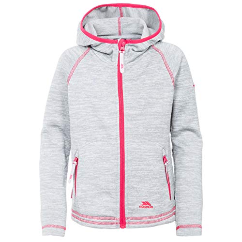 Image of Trespass Goodness Girls School Fleece Full Zip Hoodie Plain in Pink White Purple