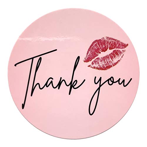 RXBC2011 500 Thank You Stickers Lips 1.5 Inch Party Favor Stickers Sweet Kisses Packaging Stickers Shipping Supplies Stickers Thank You Labels Favor Stickers Pink