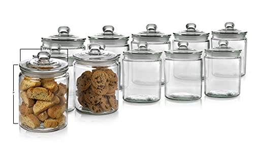 12 Pc 1 2 Gallon 64oz Clear Glass Storage Jar with Lids - Airtight Food Jars - Glass Kitchen Containers for Pantry, Countertop
