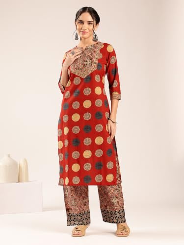 Image of Vbuyz Women's Printed & Hand Work Straight Cotton Blend Parrot Green Kurta,Pant with Dupatta | Kurta Set with Dupatta for Women | Suit Set | Ethnic Set | Printed Kurta Set | Salwar Set for Women
