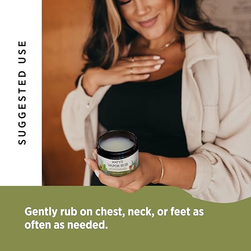 Image of Matys Vapor Rub for Adults & Kids 2 Years Old +, Non-GMO Herbal Chest Rub to Clear Stuffy Noses, Relieve Cough & Congestion, Petroleum Free, Gluten Free with Eucalyptus & Peppermint, NEW 4.5 oz tub