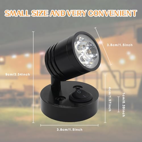 ICOUVA 12V LED Spot Reading Light,Warm Light with Wall Mounted Switched Flexible Arm for Camper Van Caravan Boat Interior Led Light,360°Rotate Car Interior Light-Silver 2Pcs-Black - Cosy Home Interiors ICOUVA 12V LED Spot Reading Light,Warm Light with Wall Mounted Switched Flexible Arm for Camper Van Caravan Boat Interior Led Light,360°Rotate Car Interior Light-Silver 2Pcs-Black - Image 2
