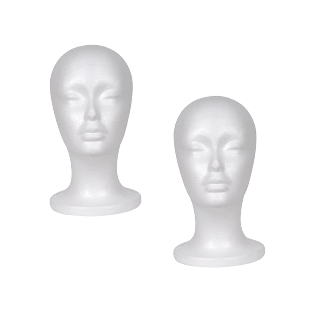 Healeved 2pcs Poseable Mannequin Head Model for Wig Scarf Display Foam Material Easy to Move