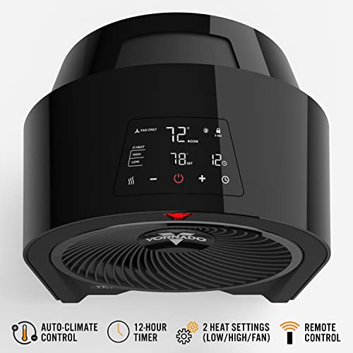 Vornado Velocity 5R Whole Room Space Heater With Remote Control, Black #TOP2