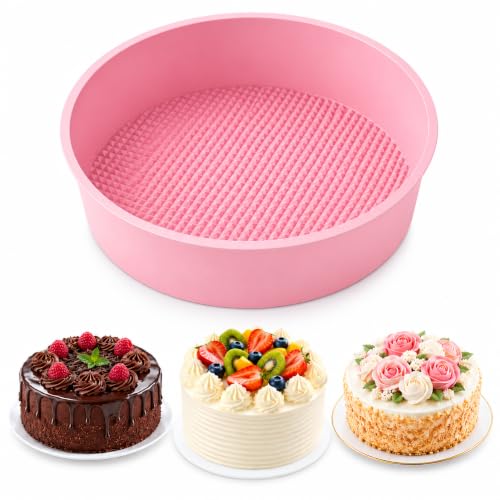 Image of PureBake Silicone Cake Mould Round for Baking, 8 inch Mold, Non-Stick, BPA-Free, Microwave Safe, Flexible, 2.16 inches Deep, Easy Release -1 PCS Random Color