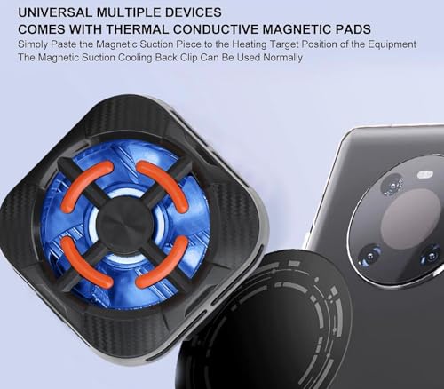 Image of X79 Magnetic Mobile Phone Cooler - Instant Cooling Fan with Magnetic Sticker Attachment | Silent Radiator for Gaming Smartphones & Prolonged Use (Black)