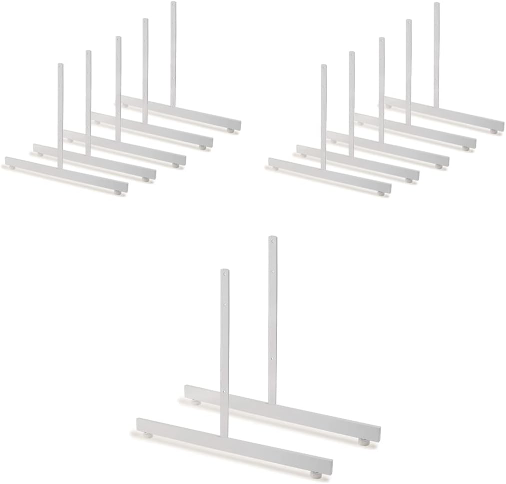 6-Pair Pack Gridwall T Legs - Sturdy T-Base for 24 W Grid Wall Panels or Slat Grid Panels - Perfect to Display Items on Both Sides of The Panels - White Color