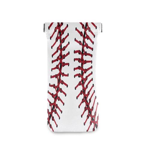 FLildon Baseball Texture Eyeglasses Pouch Squeeze Top Sunglasses Case Soft PU Leather Eyeglass Bag for Men Women