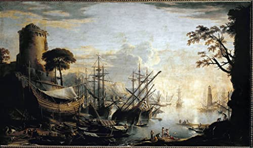 Peinture Poster Impression Marina du Port de Salvator Rosa pour Sublimer le Mur de Votre Salon