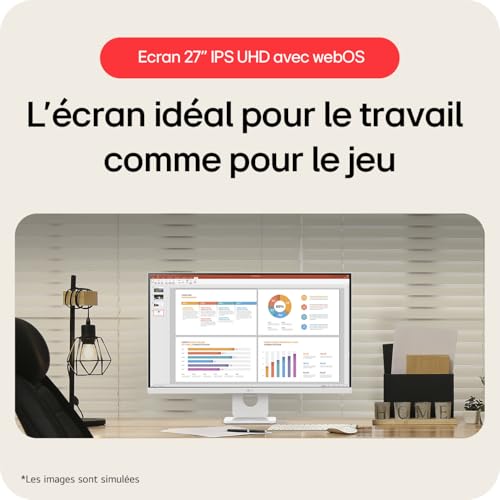 SMART Monitor LG 27 IPS 3840x2160 16:9 IPS 5ms 350cdm² 60Hz HDMI USB C Sortie Casque Webcam HPs Télécommande WebOs Pied Inclinable Neuf - vue 6