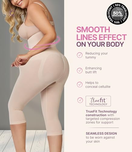 CURVEEZ High-Waisted Shapewear for Women, Tummy Control Compression Leggings with Thong, Butt Lifting Body Shaper, Seamless2