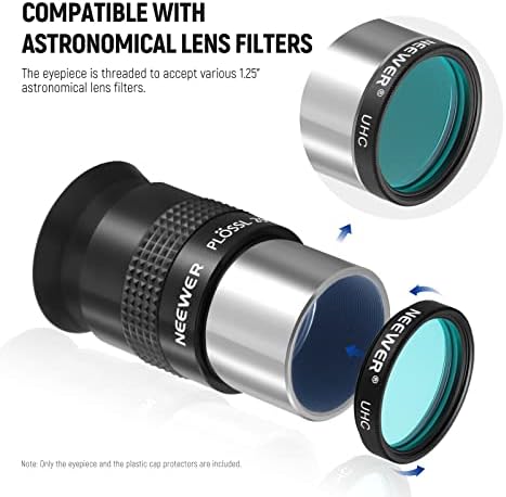 NEEWER 1.25" Plossl Telescope Eyepiece Lens, Multi-Coated Green PL 25mm Eyepiece Lens, 4 Element, Wide Angle 40 Degree, Threaded for Standard 1.25" Astronomy Telescope Filters