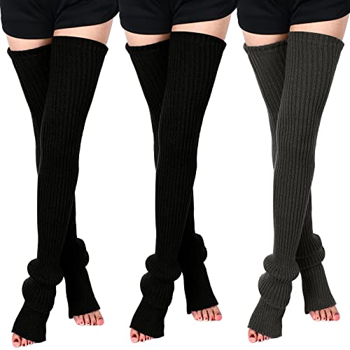 Image of SATINIOR 3pairs Thigh High Knit Leg Warmers, Footless Socks