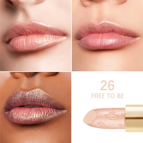 OULAC Metallic Shine Lipstick, Sheer Cover Lip Balm, Lightweight Soft Lip Base Ultra Hydrating - Image 4