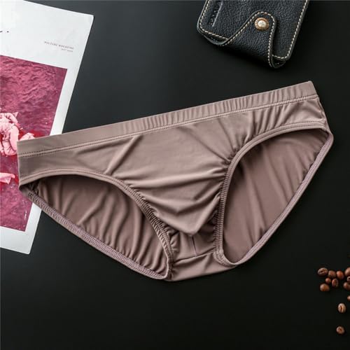 U Convex Pouch Slip taille basse pour homme en soie glacée douce pour un confort quotidien (L marron)