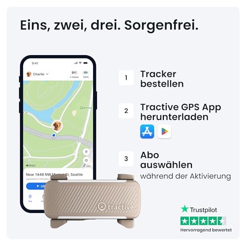 Tractive GPS Tracker Hund | 2025 Edition | Live-Ortung | Weglaufalarm | Aktivitätstracking | Gesundheitswarnungen | Bellverhalten | Empfohlen von Martin Rütter (Braun)