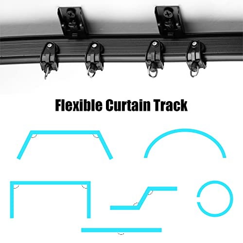 Image of Jetec Flexible Bendable Ceiling Curtain Track, 9.8ft /16.4ft (5m), Mount for Curtain System, Room Divider, Black