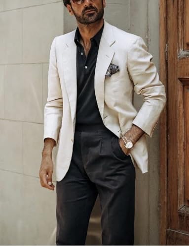 Linen Men's Sport Coats & Blazers Two Button Lightweight Suit Jacket for Men for Wedding Casual2