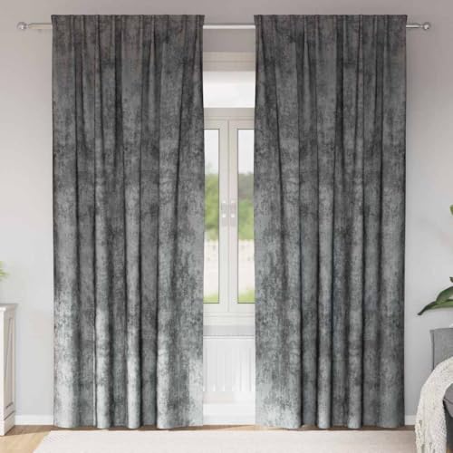 SooIarix Cortinas de terciopelo gris 225 x 140 cm, 2 unidades de cortinas opacas de terciopelo con cortinas para salón, dormitorio, oficina, puerta, privacidad y aislamiento térmico
