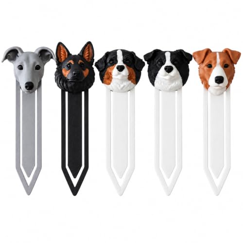 Image of 5 Pack Cute Dog Bookmarks Set, Durable Clip Style Page Markers