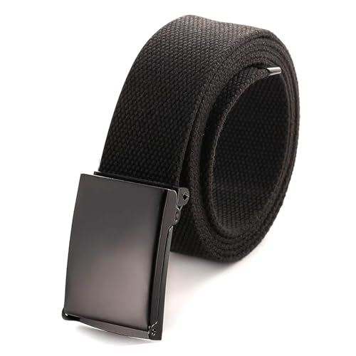 GUIGA Cinturón unisex de lona con hebilla plana, cinturón