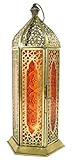  Guru-Shop Lanterne Orientale en Métal/verre au Design Marocain, Lampe à Vent, Orange, Leverre, Couleur : Orange, 27x10,5x10,5 cm, Lanternes Orientales