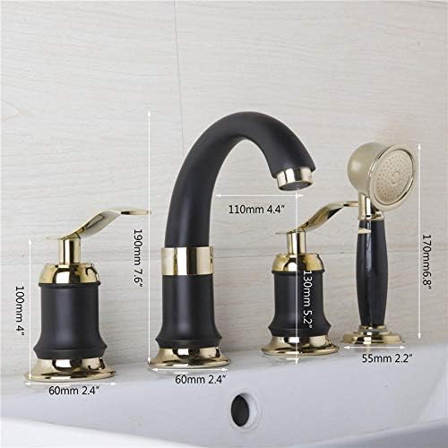 Ensemble de douche 4 pièces avec douchette noire et dorée - 2
