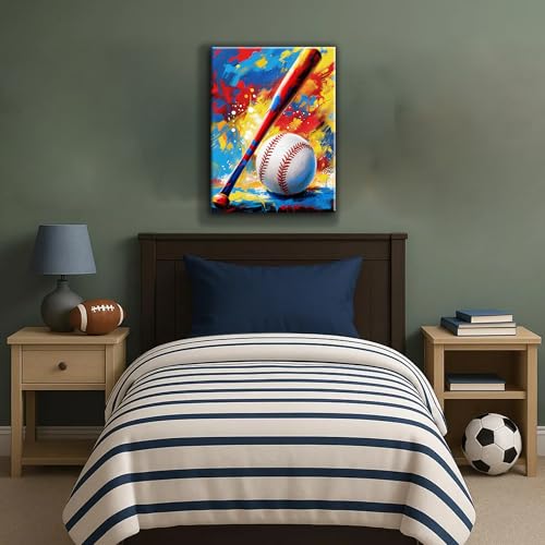 Image of Frimeeme Graffiti Baseball Canvas Wall Art,12 inchX16 inch Framed